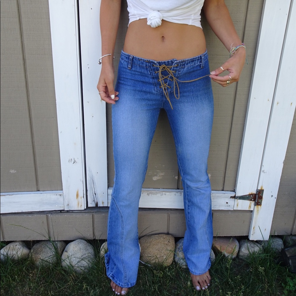 Retro lace up jeans
